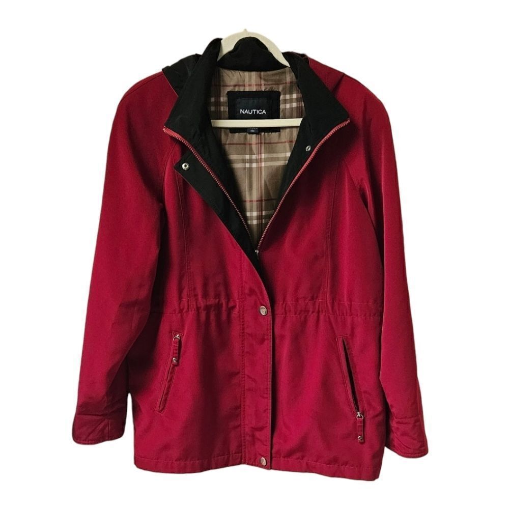 NAUTICA Women's Soft Shell Plus Size  Dark Cranberry Red  & Black  Winter Jacket